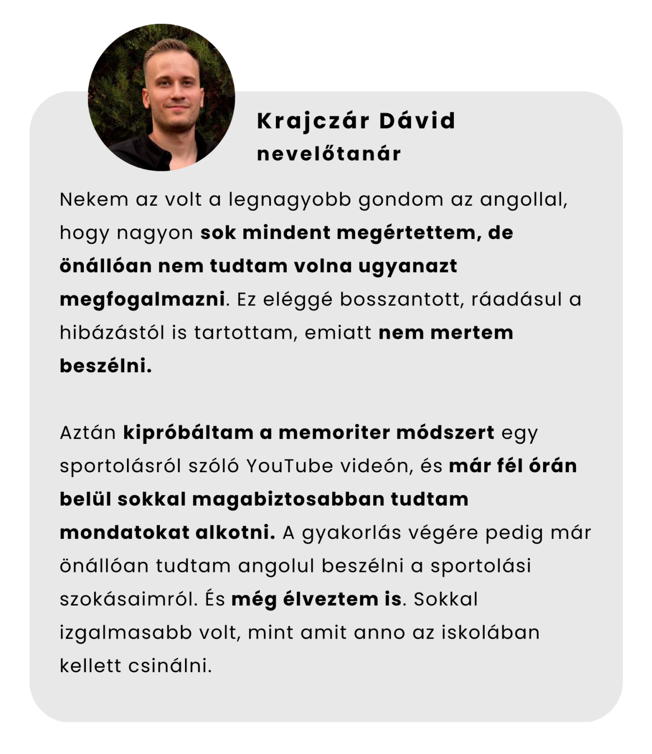 Tanulói vélemény - Dávid